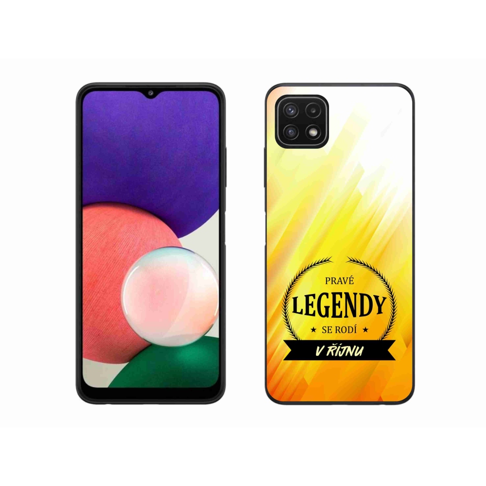 Gelový kryt mmCase na Samsung Galaxy A22 5G - legendy v říjnu žluté pozadí
