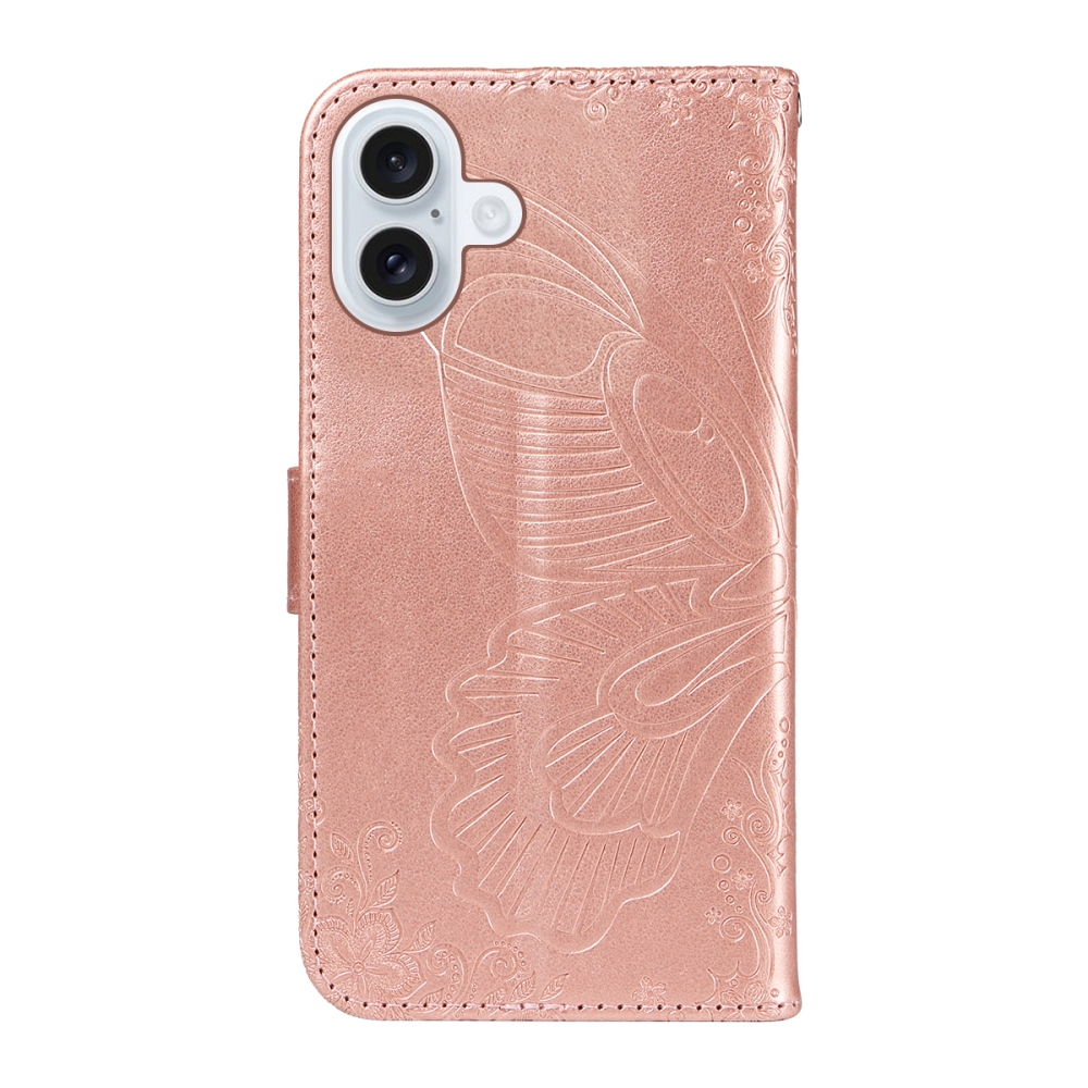 Floral Butterfly knížkové pouzdro na iPhone 17 - růžovozlaté