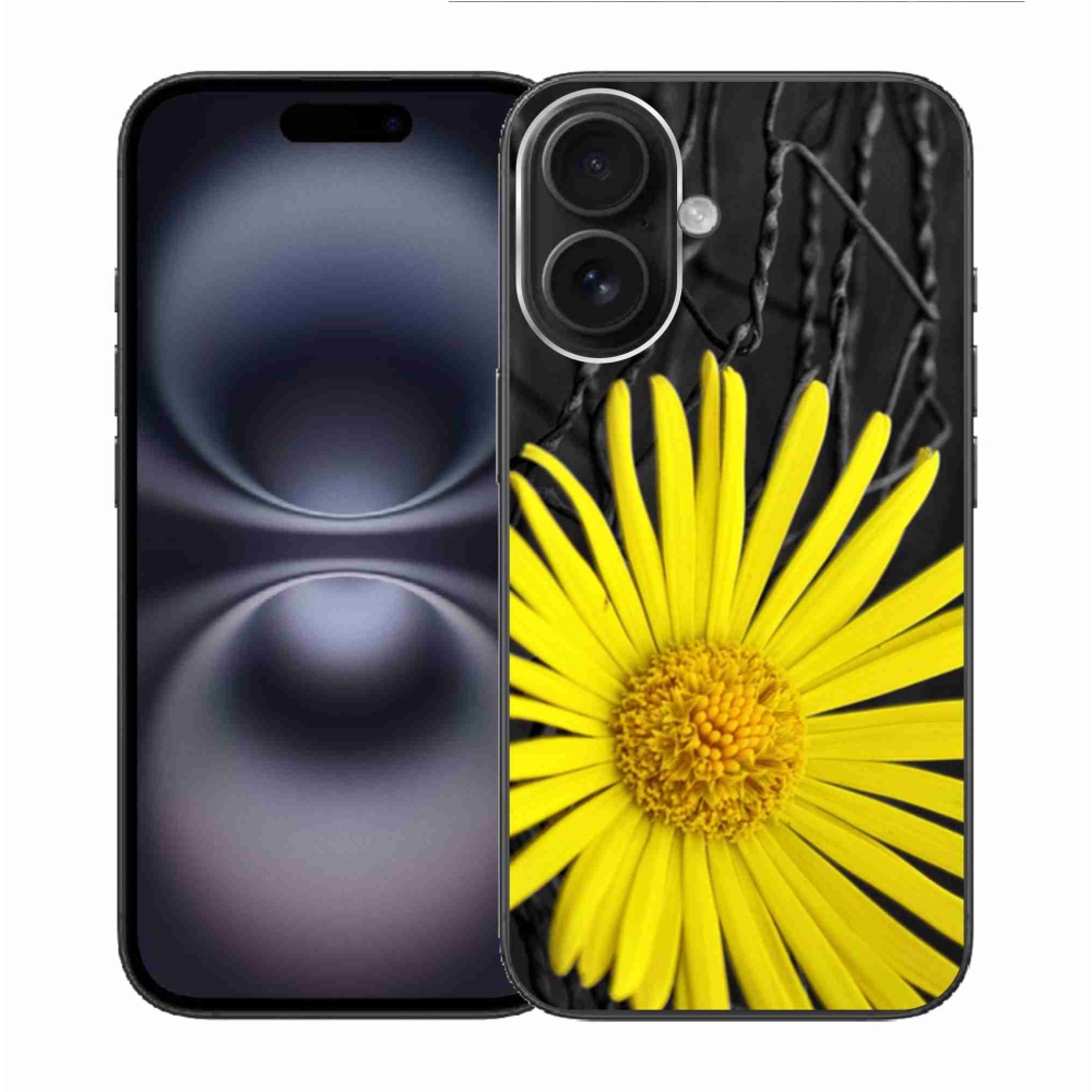 Gelový kryt mmCase na iPhone 16 - žlutá květina