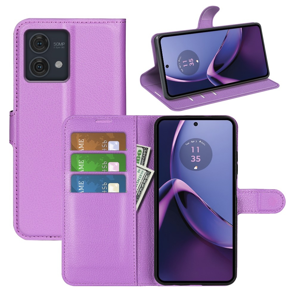 Litchi knížkové pouzdro na Motorola Moto G84 5G - fialové