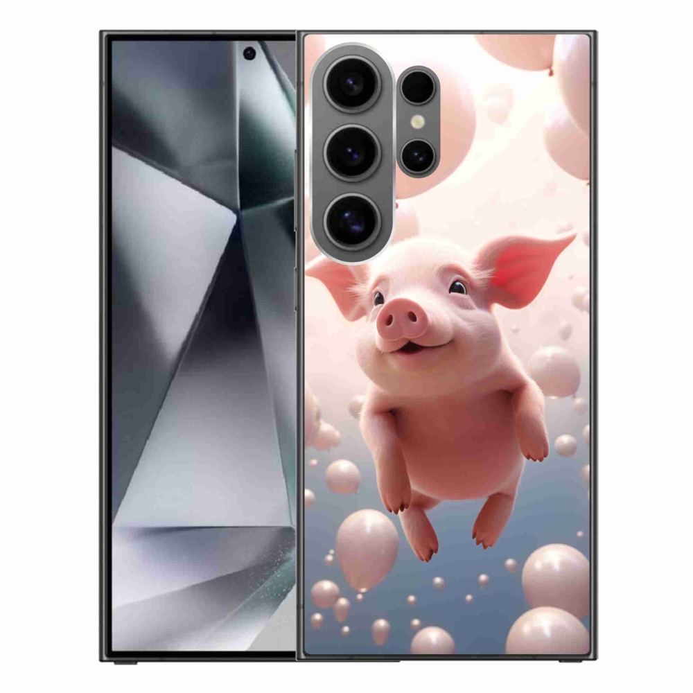 Gelový kryt mmCase na Samsung Galaxy S24 Ultra - prasátko s balónky