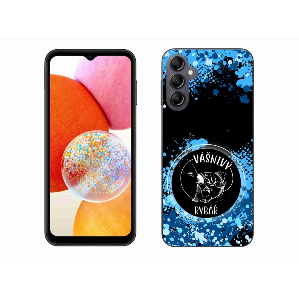 Gelový kryt mmCase na Samsung Galaxy A14 4G/5G - vášnivý rybář černé pozadí
