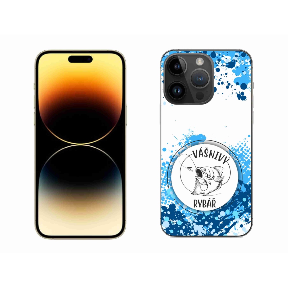 Gelový kryt mmCase na iPhone 14 Pro Max 6.7 - vášnivý rybář bílé pozadí