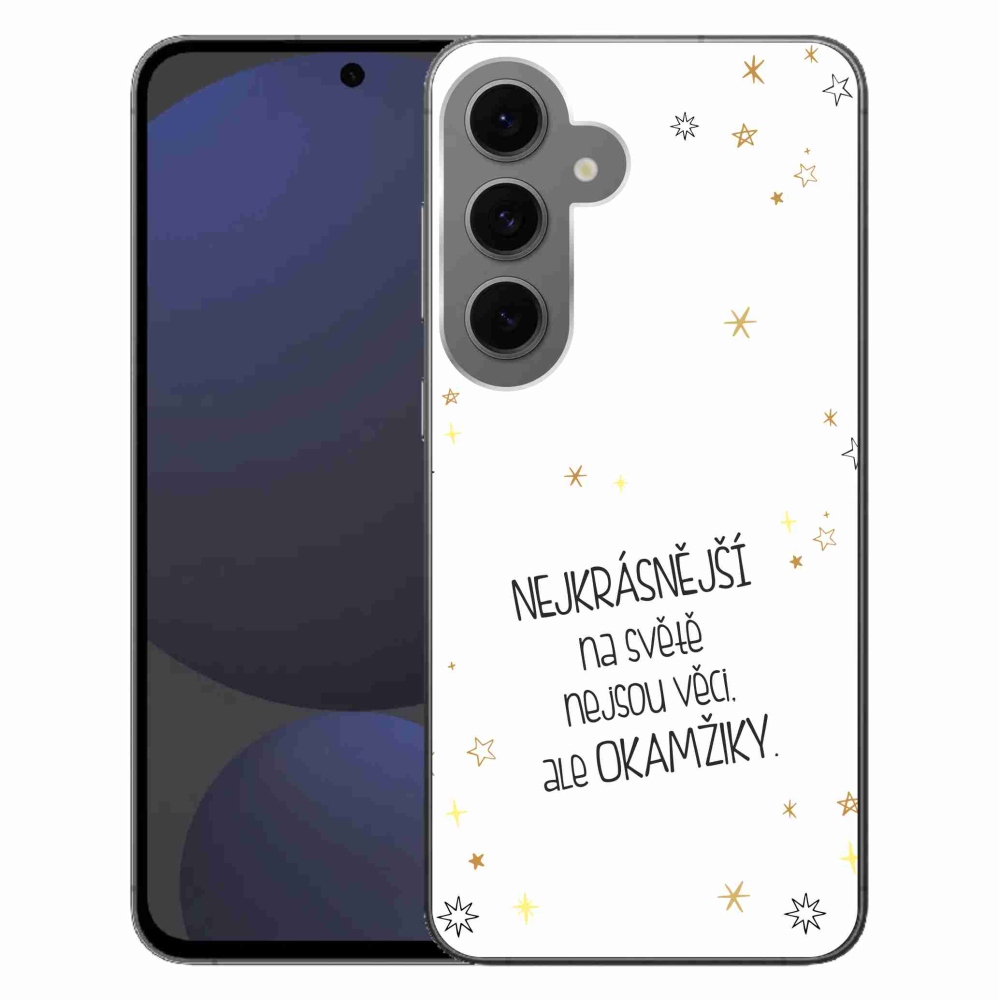 Gelový kryt mmCase na Samsung Galaxy S24 FE - citát 4 bílé pozadí