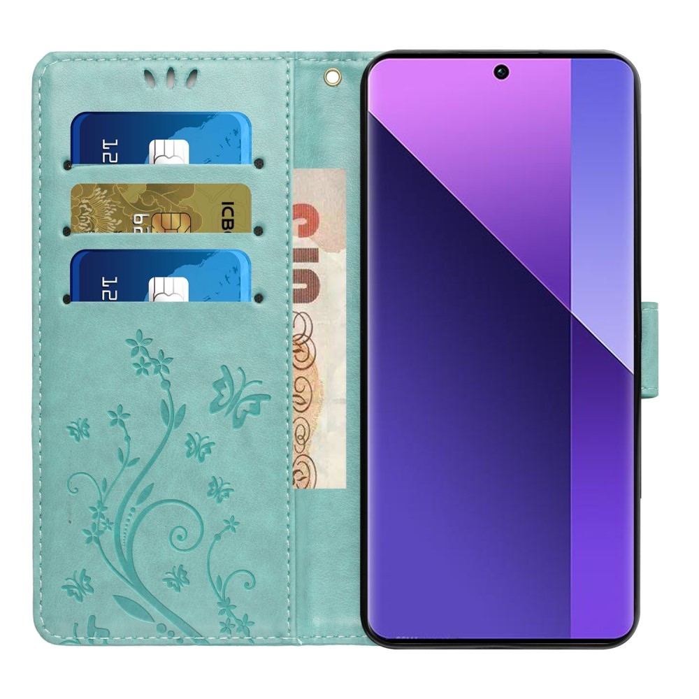 Flowers knížkové pouzdro na Honor 200 Smart 5G - modrozelené