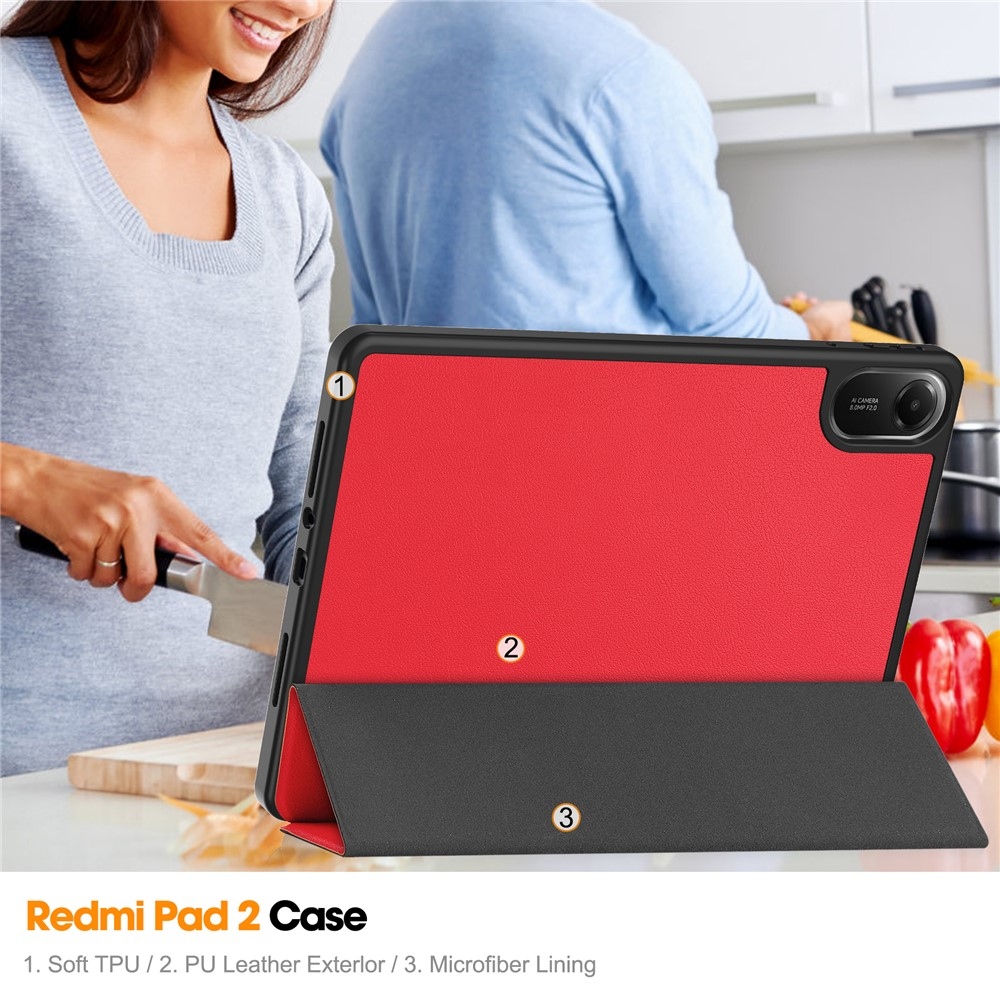 Cases chytré zavírací pouzdro na Xiaomi Redmi Pad 2 - červené