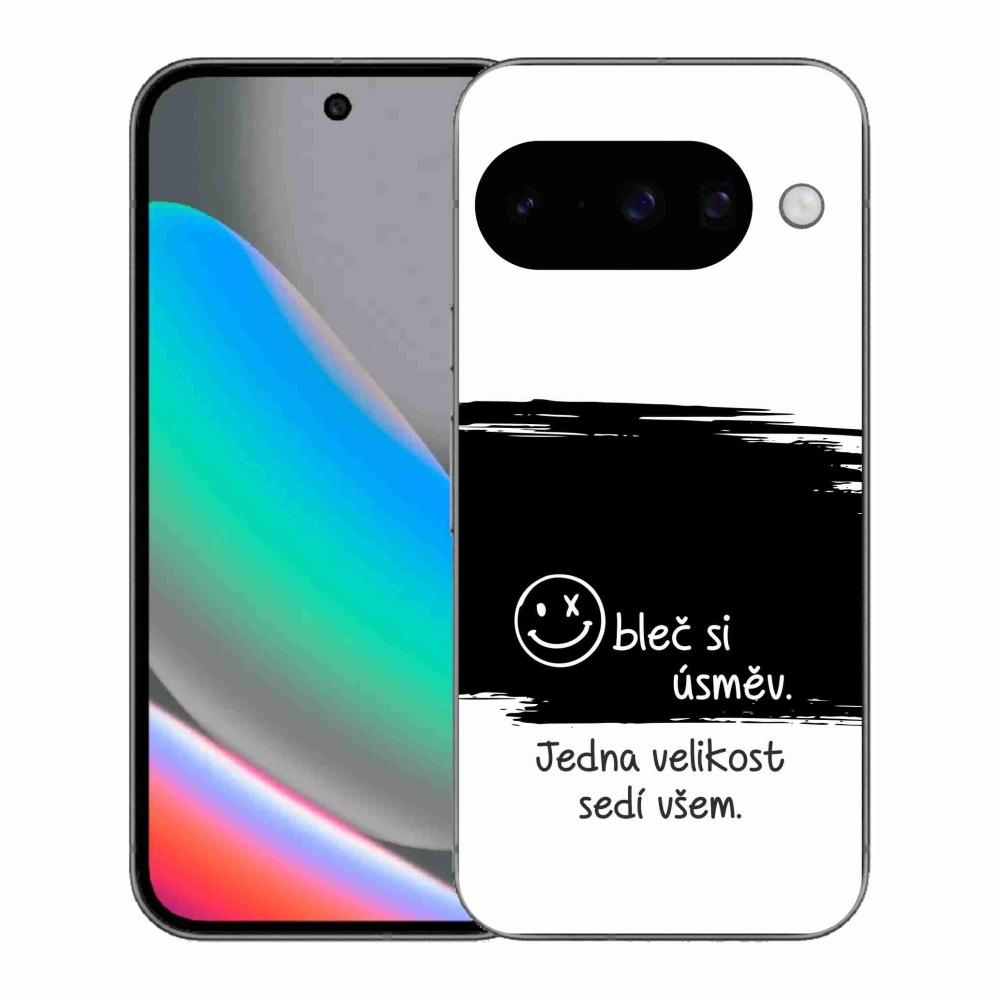Gelový kryt mmCase na Google Pixel 10 - vtipný text 8 černobílé pozadí