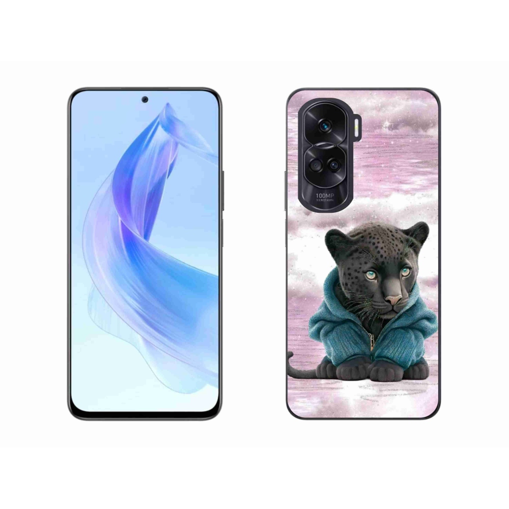 Gelový kryt mmCase na Honor 90 Lite - černý panter ve svetru