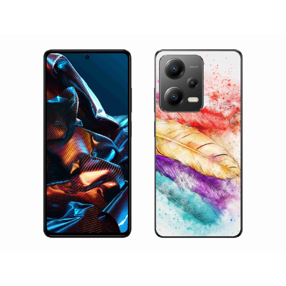 Gelový kryt mmCase na mobil Xiaomi Redmi Note 12 Pro 5G - barevné peří