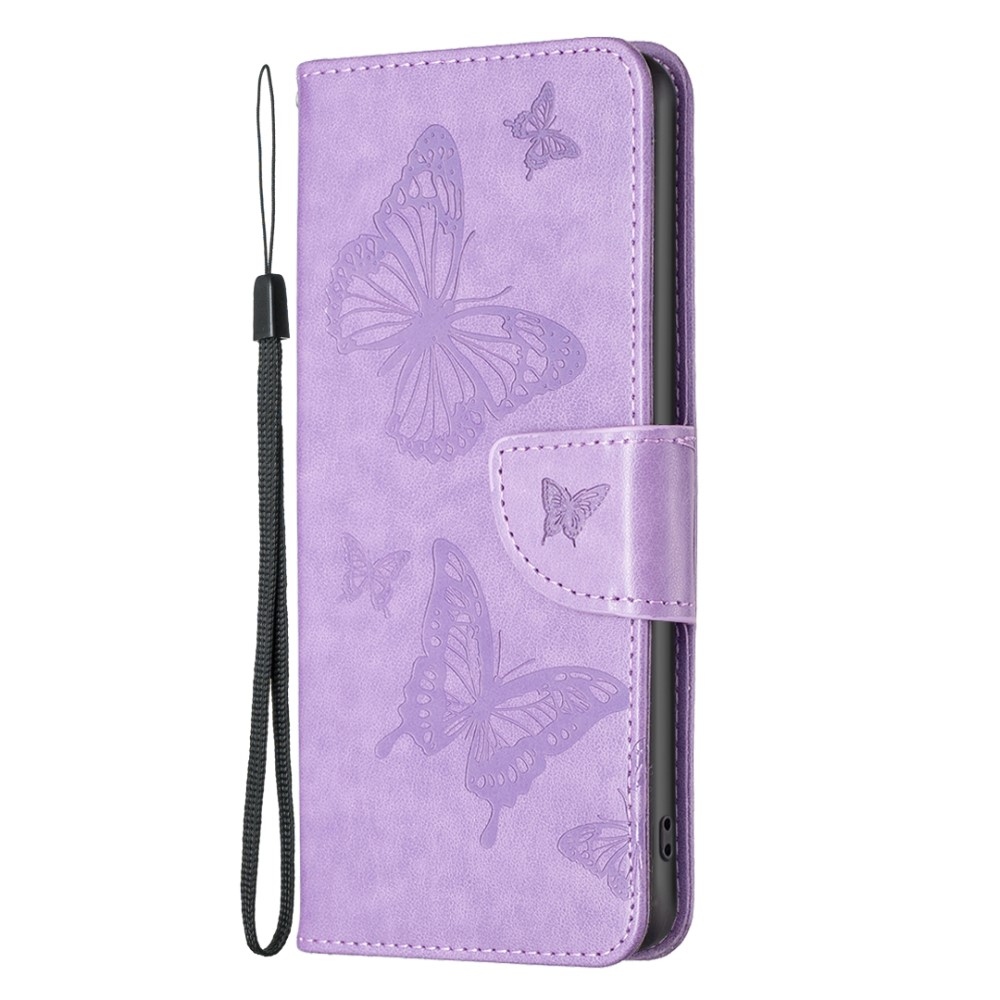 Butterfly knížkové pouzdro na iPhone 15 - fialové