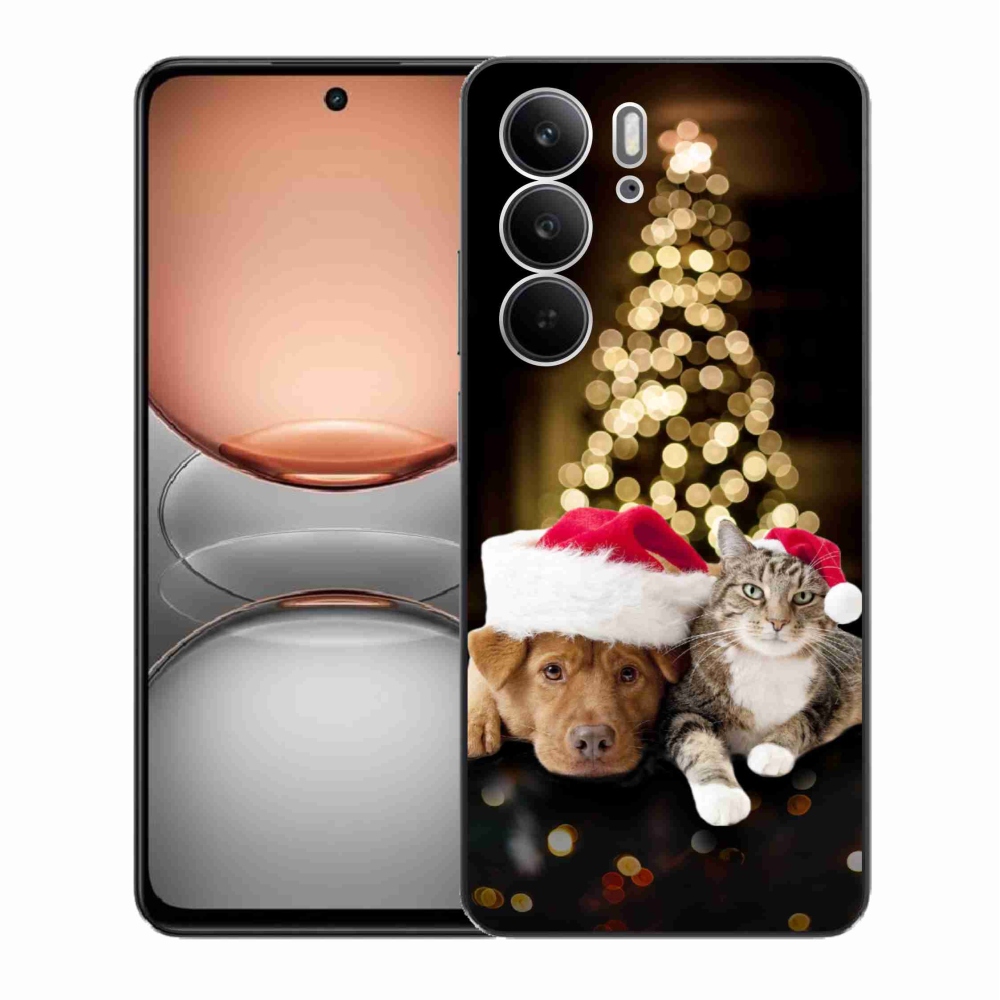 Gelový kryt mmCase na Realme C75 - vánoční pes a kočka