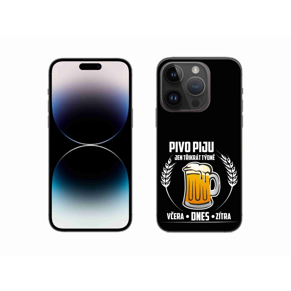 Gelový kryt mmCase na iPhone 14 Pro 6.1 - pivní motiv černé pozadí