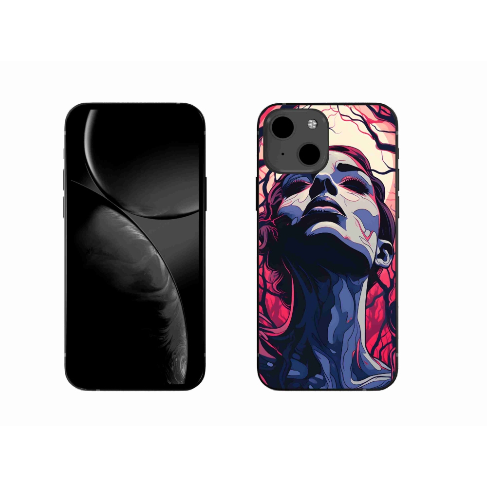 Gelový kryt mmCase na iPhone 13 - abstraktní obličej