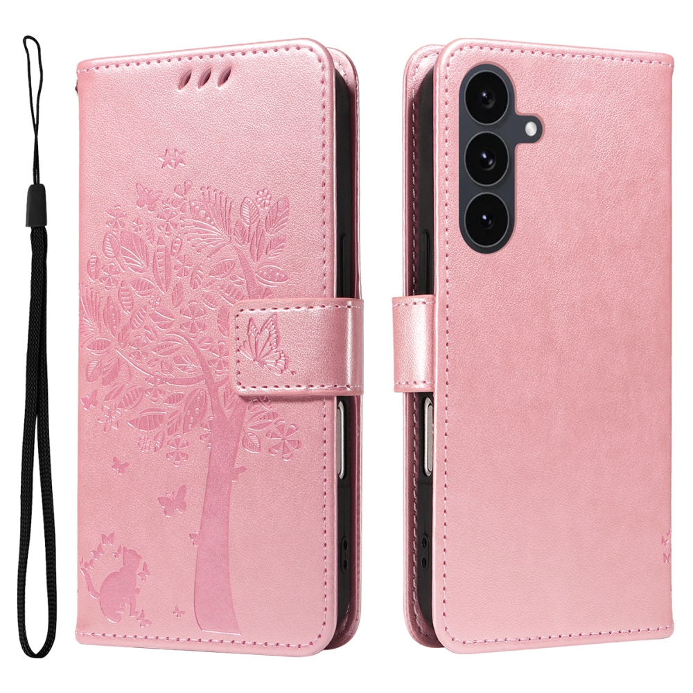 Trees knížkové pouzdro na Samsung Galaxy S25 FE - růžovozlaté