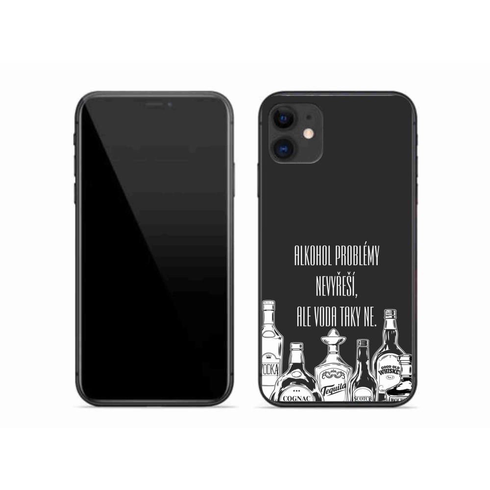 Gelový kryt mmCase na iPhone 11 - vtipný text černé pozadí