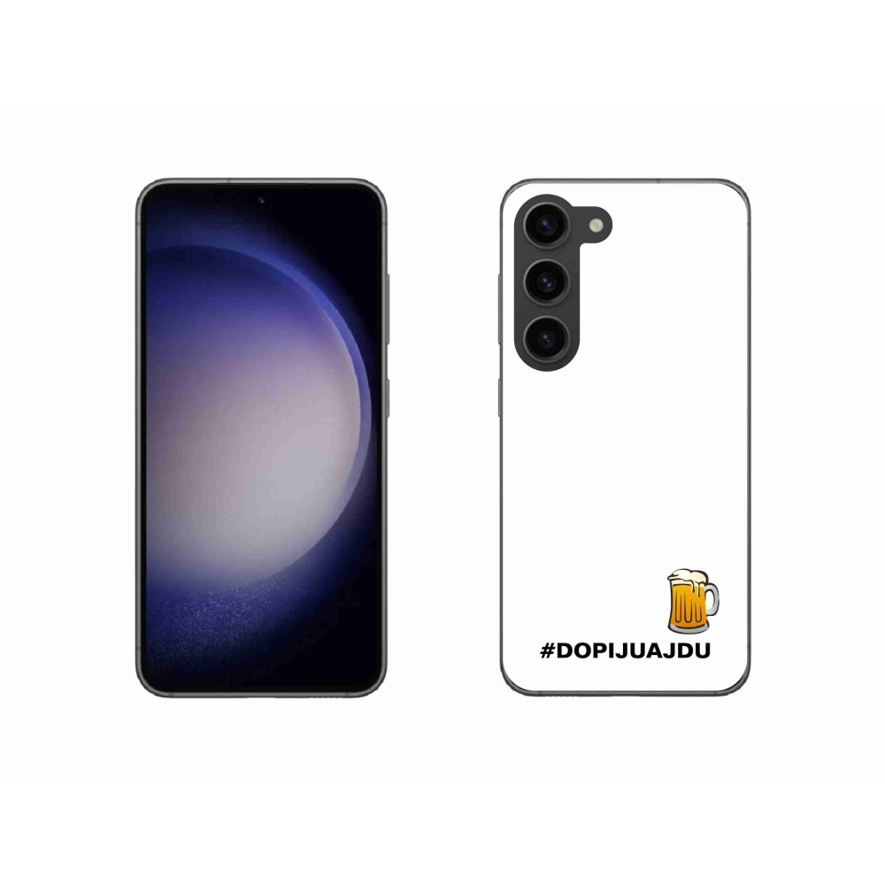 Gelový kryt mmCase na Samsung Galaxy S23 5G - pivní motiv 1 bílé pozadí