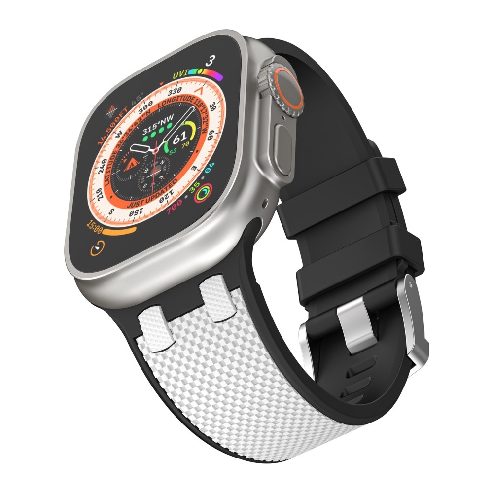 Sports silikonový řemínek na Apple Watch Ultra/Ultra 2 49mm/SE/SE 2022/2023 44mm/9/8/7 45mm/6/5/4 44mm/3/2/1 42 mm - černý/bílý