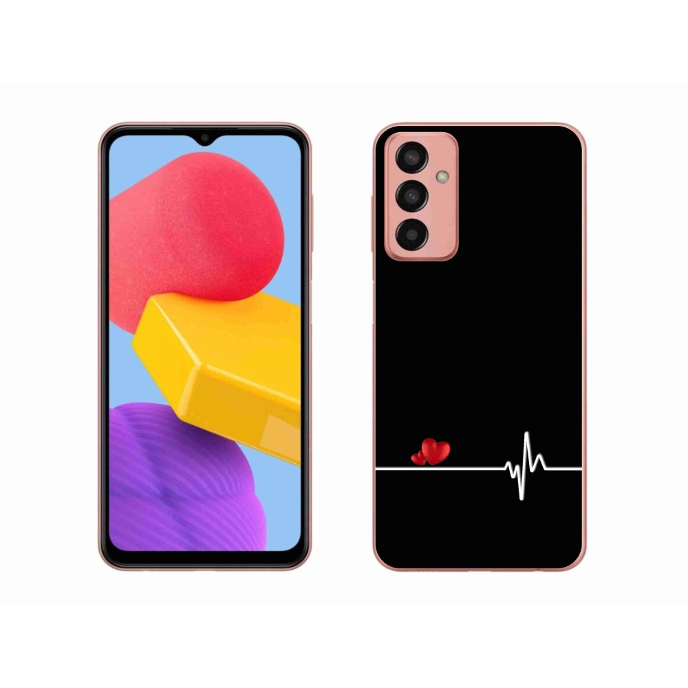Gelový kryt mmCase na Samsung Galaxy M13 - srdce a tep černé pozadí
