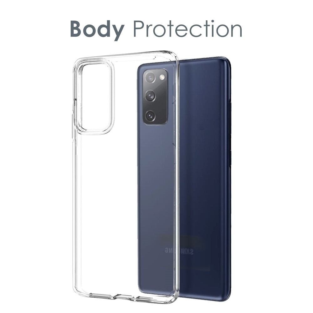 NORTHJO průhledný gelový obal + tvrzené sklo na Samsung Galaxy S20 FE - průhledný