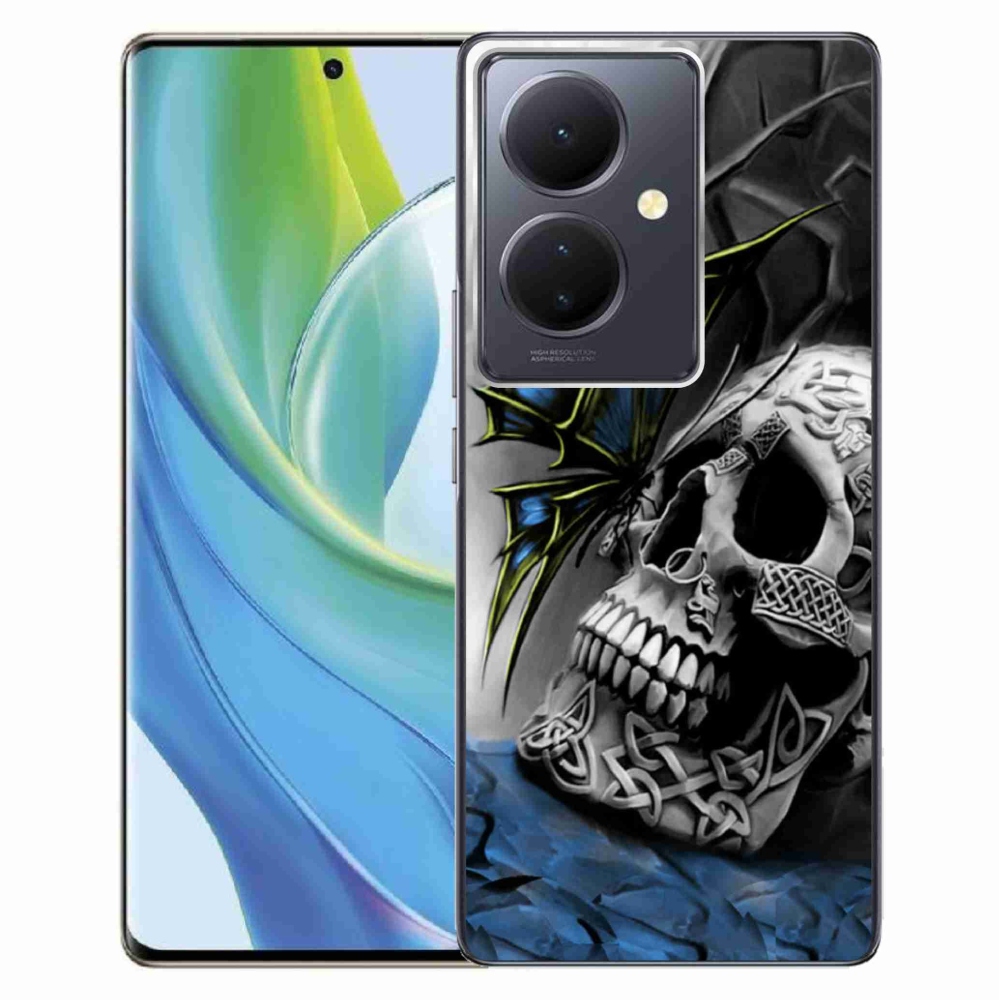 Gelový kryt mmCase na Vivo V29 Lite 5G - motýl a lebka