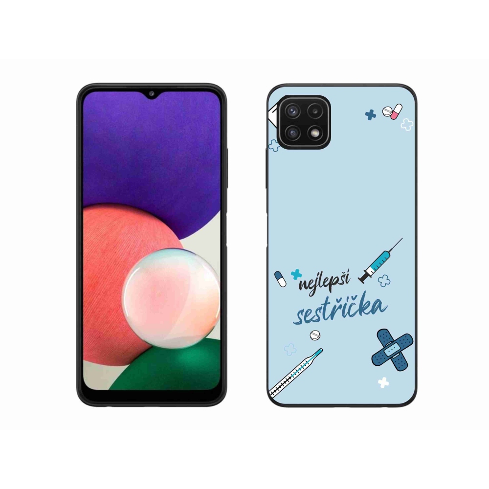 Gelový kryt mmCase na Samsung Galaxy A22 5G - nejlepší sestřička modré pozadí
