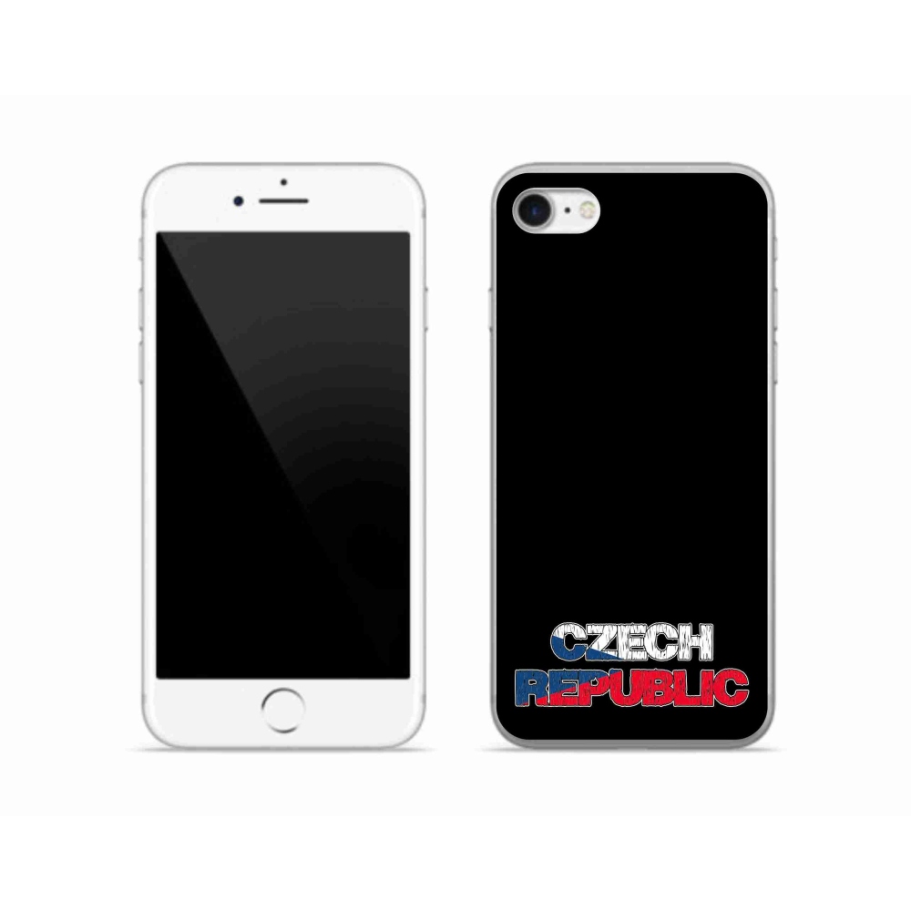 Gelový kryt mmCase na iPhone SE (2022) - Czech Republic černé pozadí
