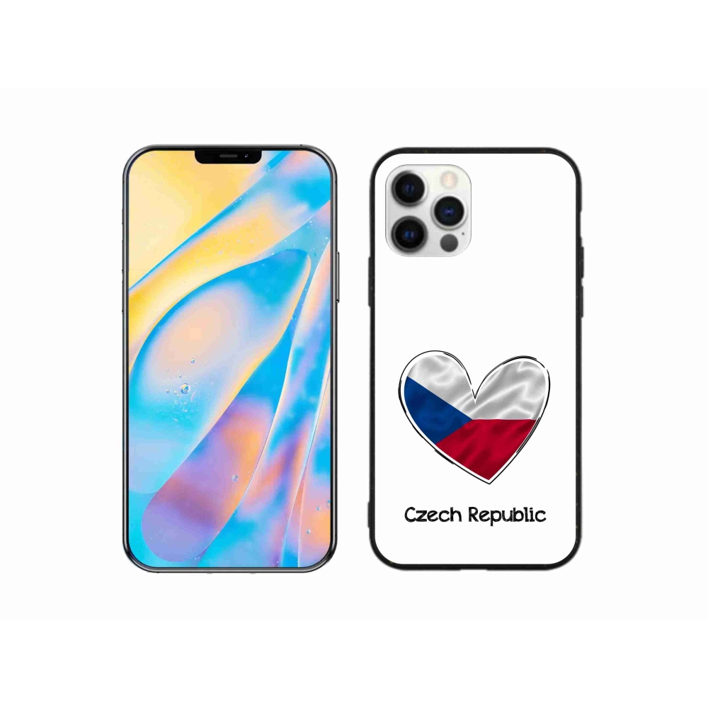 Gelový kryt mmCase na iPhone 12 - vlajka srdce bílé pozadí