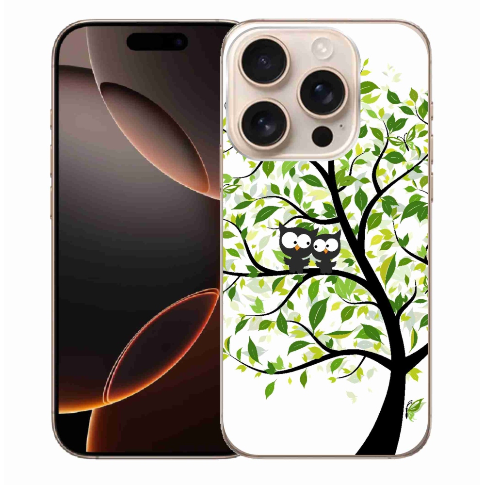 Gelový kryt mmCase na iPhone 16 Pro Max - sovičky na stromě
