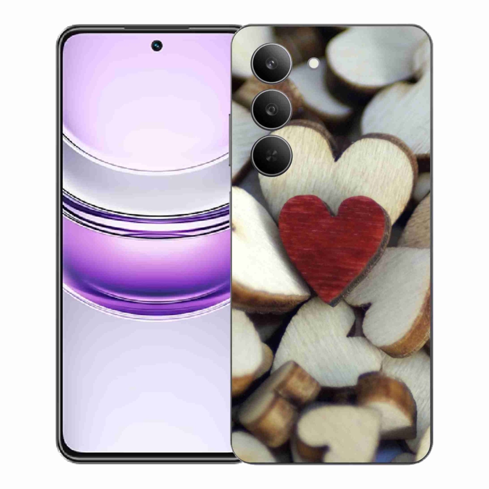 Gelový kryt mmCase na Realme 14x 5G - gravírované červené srdce 