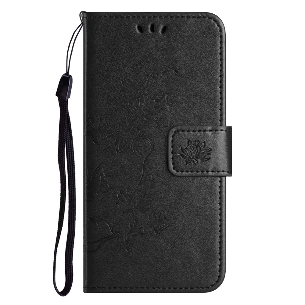 Flower knížkové pouzdro na iPhone 16 Pro - černé