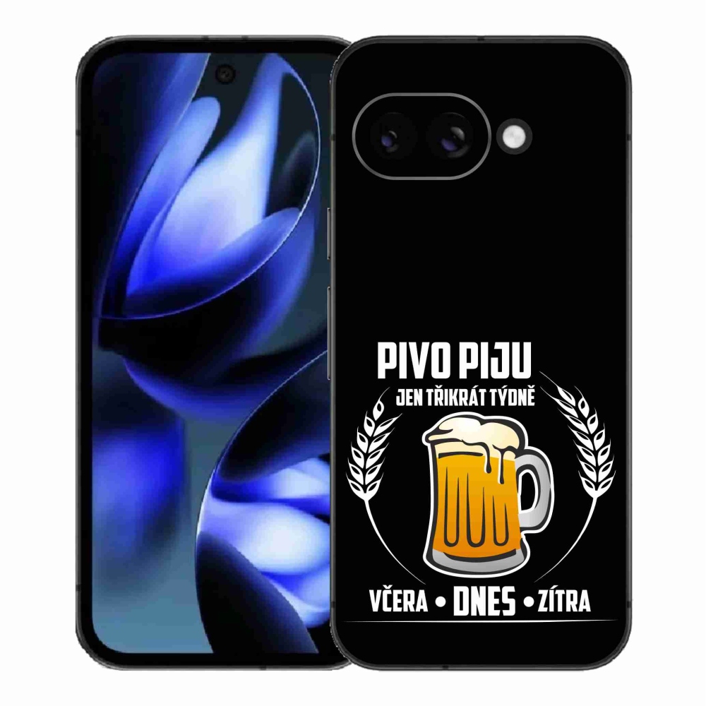 Gelový kryt mmCase na Google Pixel 9a - pivní motiv černé pozadí