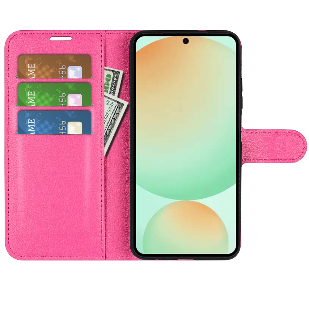 Litchi knížkové pouzdro na Samsung Galaxy S25 FE - rose