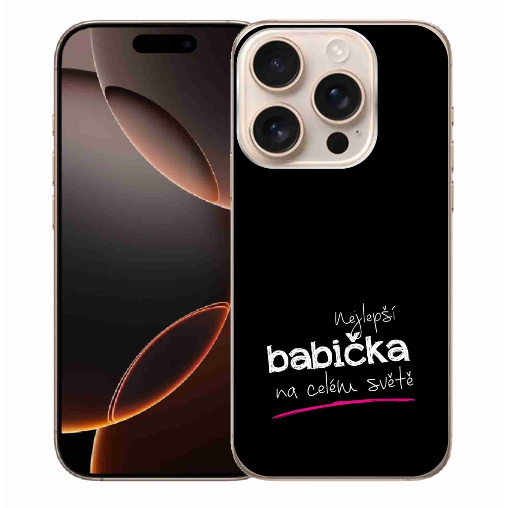 Gelový kryt mmCase na iPhone 16 Pro Max - nejlepší babička 4 černé pozadí