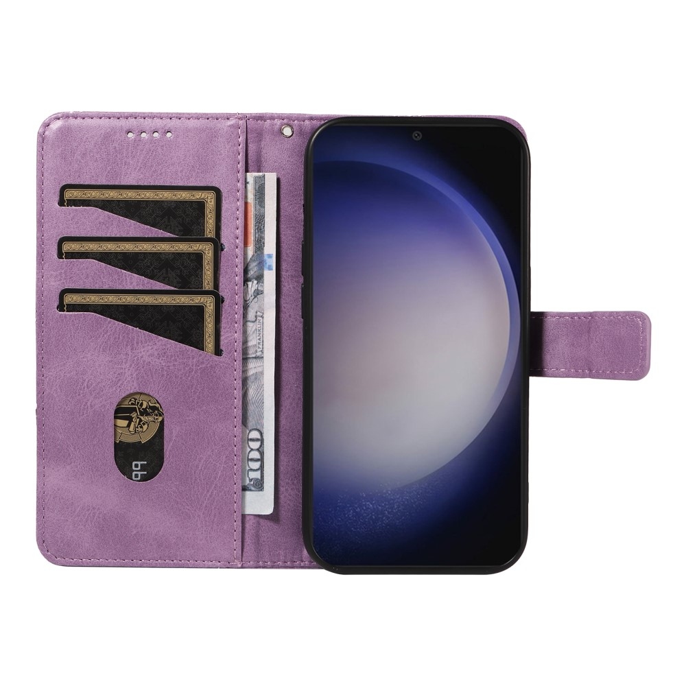 Triangle knížkové pouzdro na Samsung Galaxy S24+/S25+ - fialové
