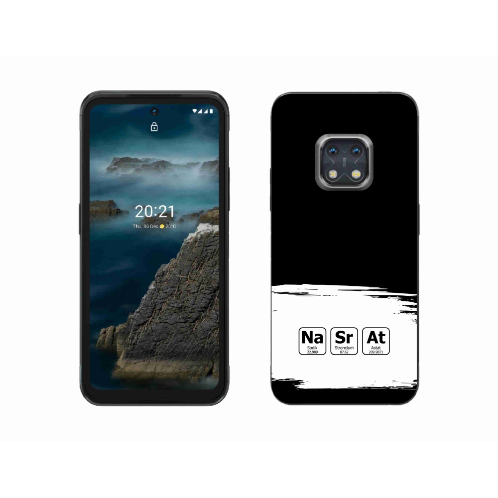 Gelový kryt mmCase na Nokia XR20 - chemické prvky bíločerné pozadí