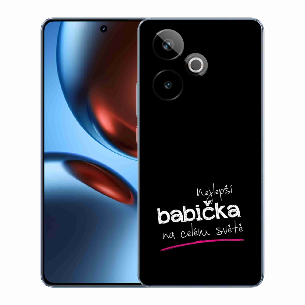 Gelový kryt mmCase na Realme GT 7 5G/GT 7T 5G - nejlepší babička 4 černé pozadí