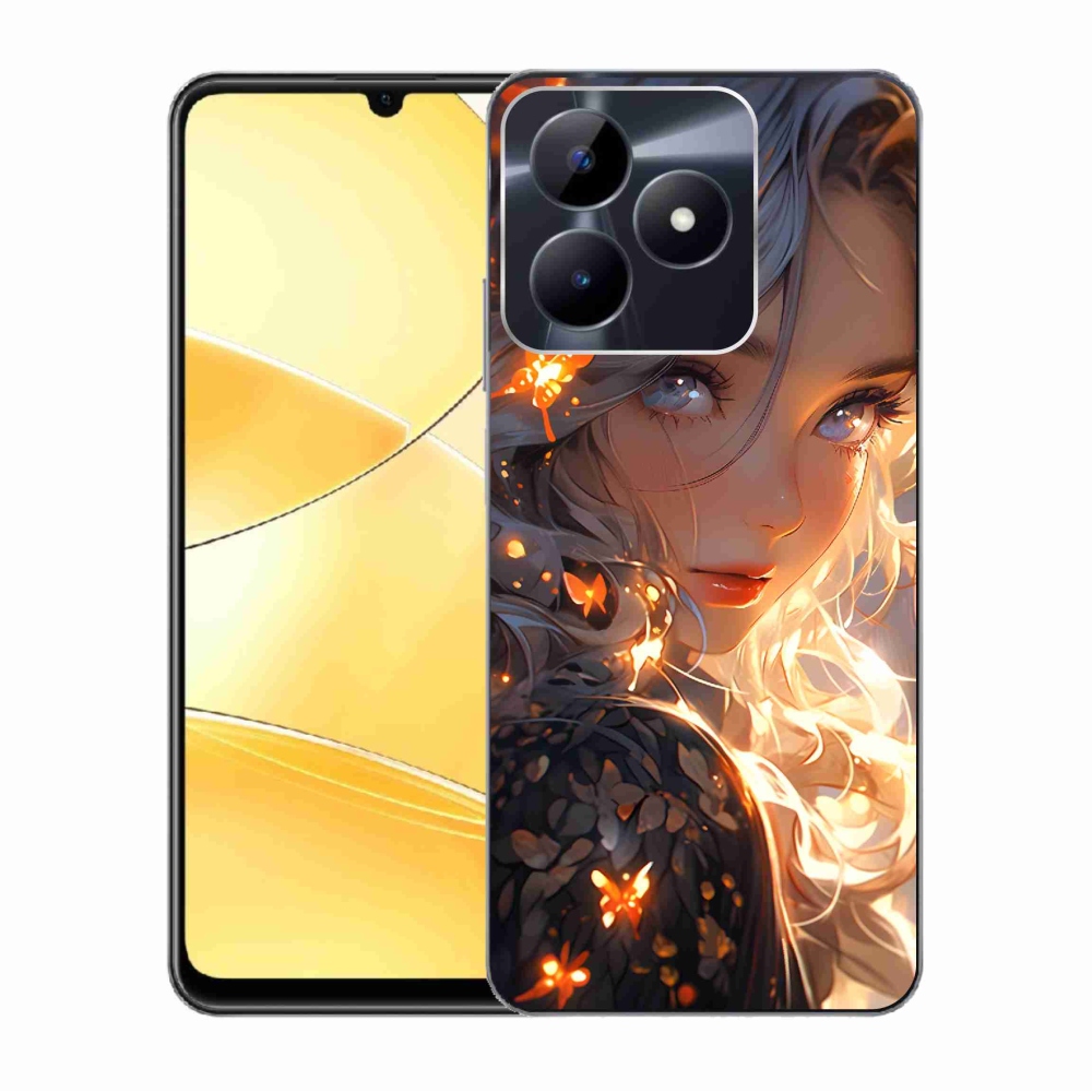 Gelový kryt mmCase na Realme C51/C53 - dívka a motýli