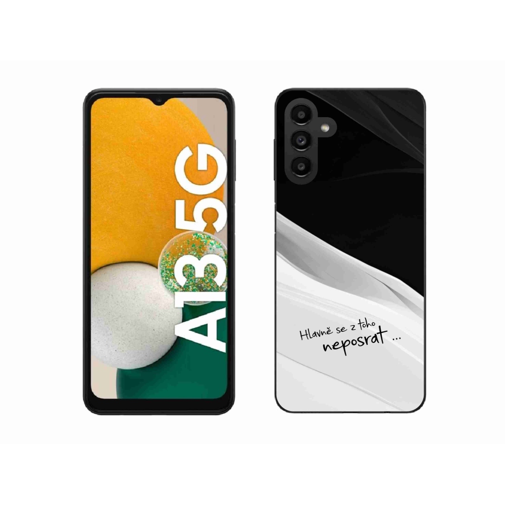 Gelový kryt mmCase na Samsung Galaxy A13 5G - vtipný text 13 bíločerné pozadí
