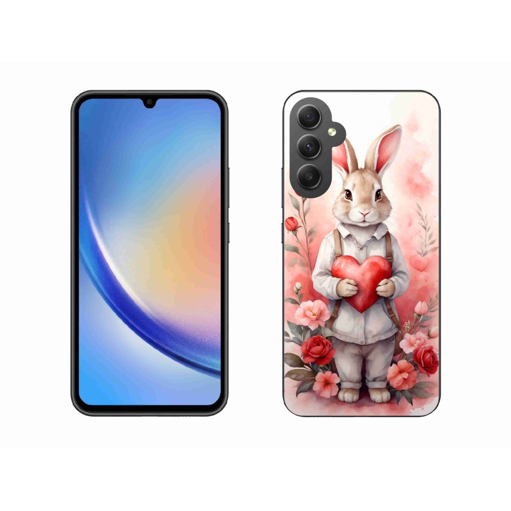 Gelový kryt mmCase na Samsung Galaxy A34 5G - zajíc se srdíčkem