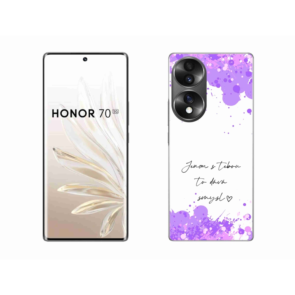 Gelový kryt mmCase na Honor 70 - zamilovaný text bílé pozadí