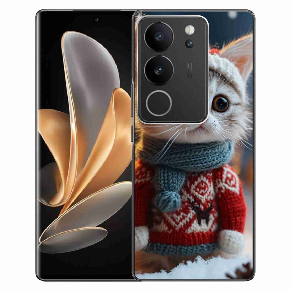 Gelový kryt mmCase na Vivo V29 5G - kotě ve svetru