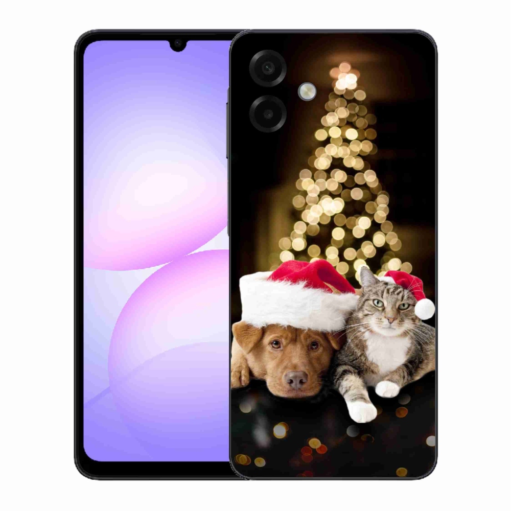 Gelový kryt mmCase na Samsung Galaxy A07 4G - vánoční pes a kočka