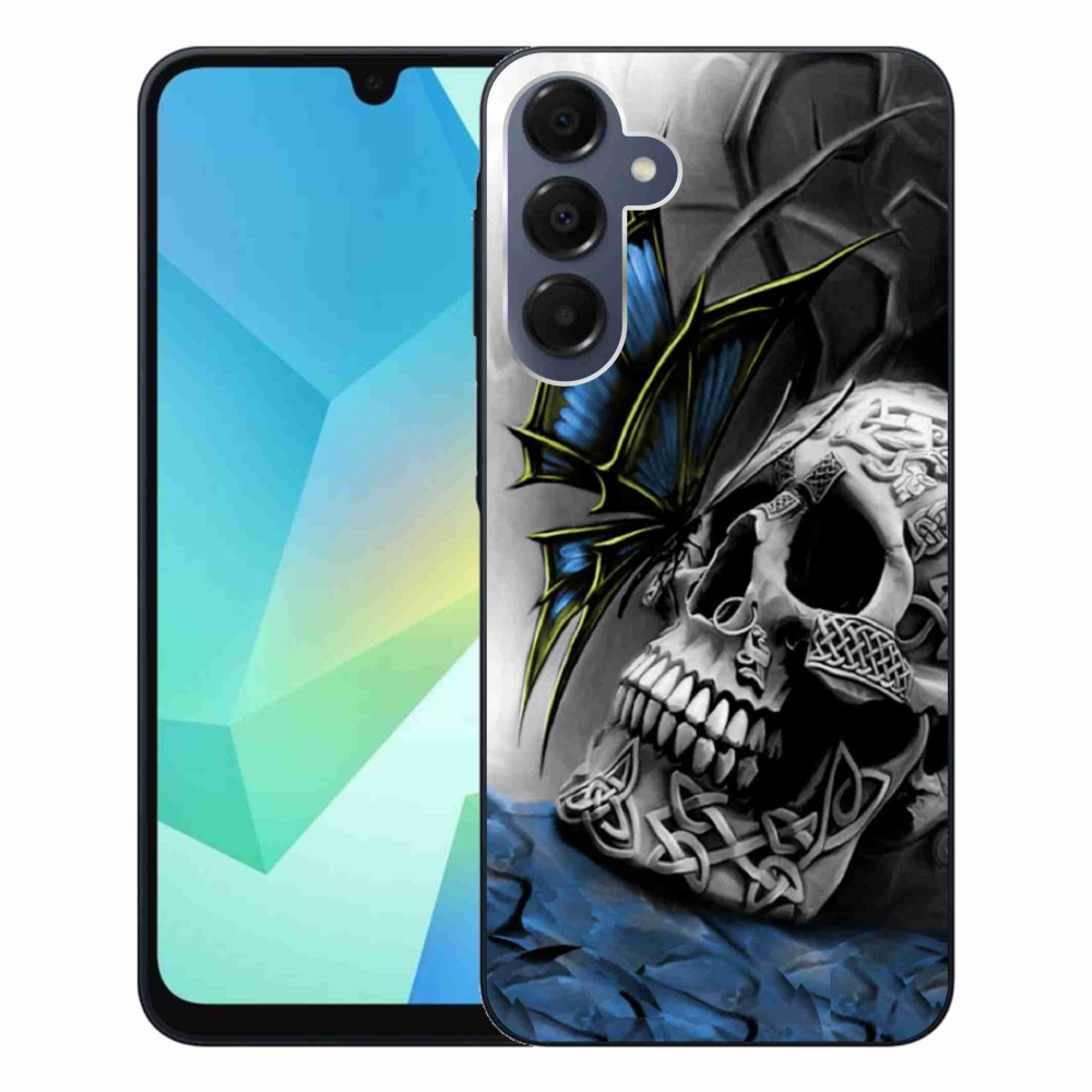 Gelový kryt mmCase na Samsung Galaxy A16 4G/5G - motýl a lebka