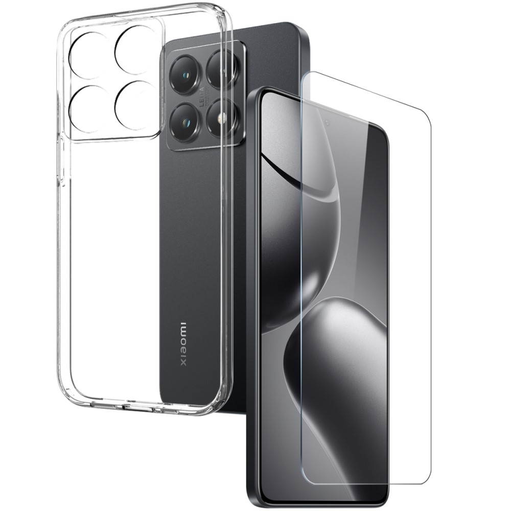 NORTHJO průhledný gelový obal + tvrzené sklo na Xiaomi 14T - průhledný