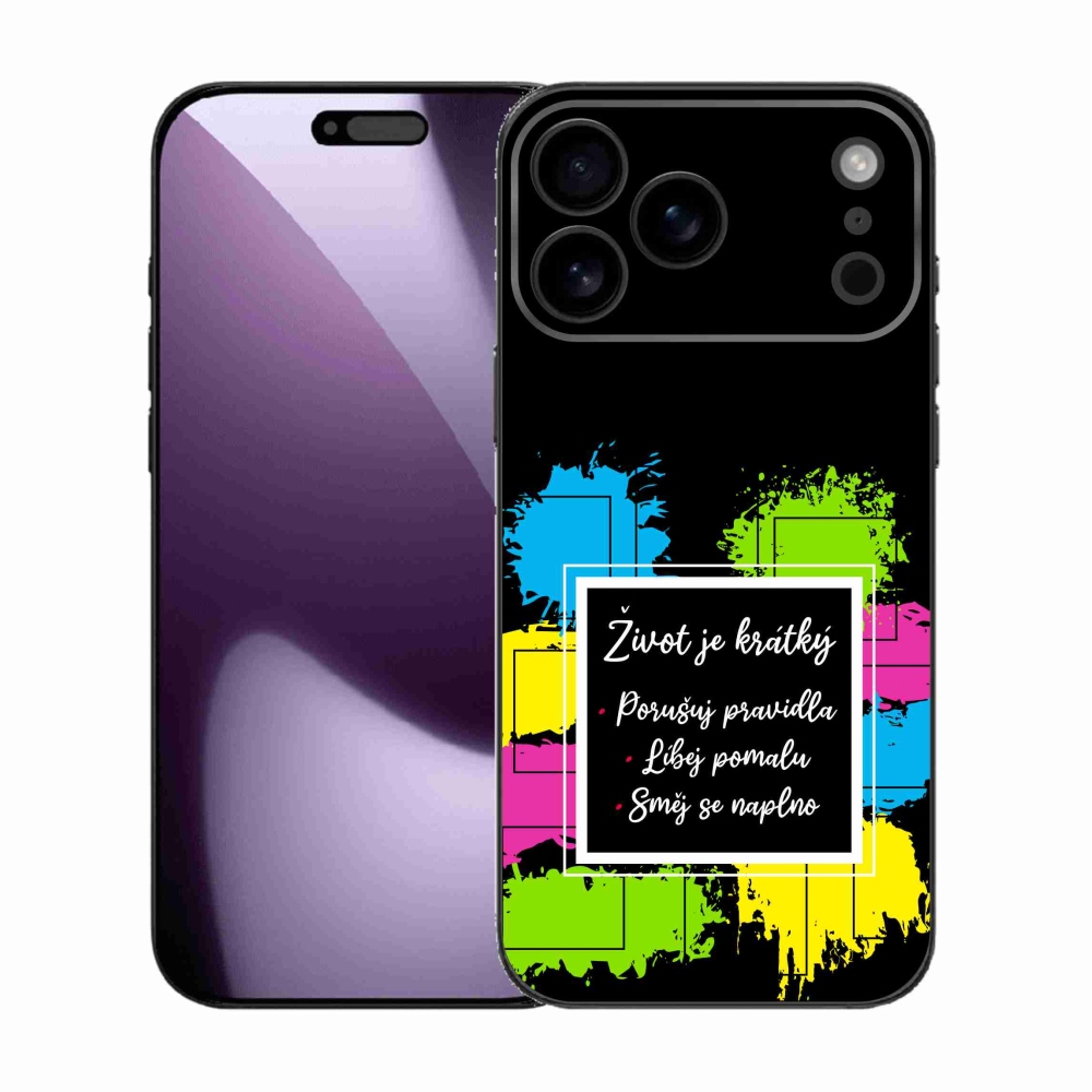 Gelový kryt mmCase na iPhone 17 Pro Max - citát 5 černé pozadí