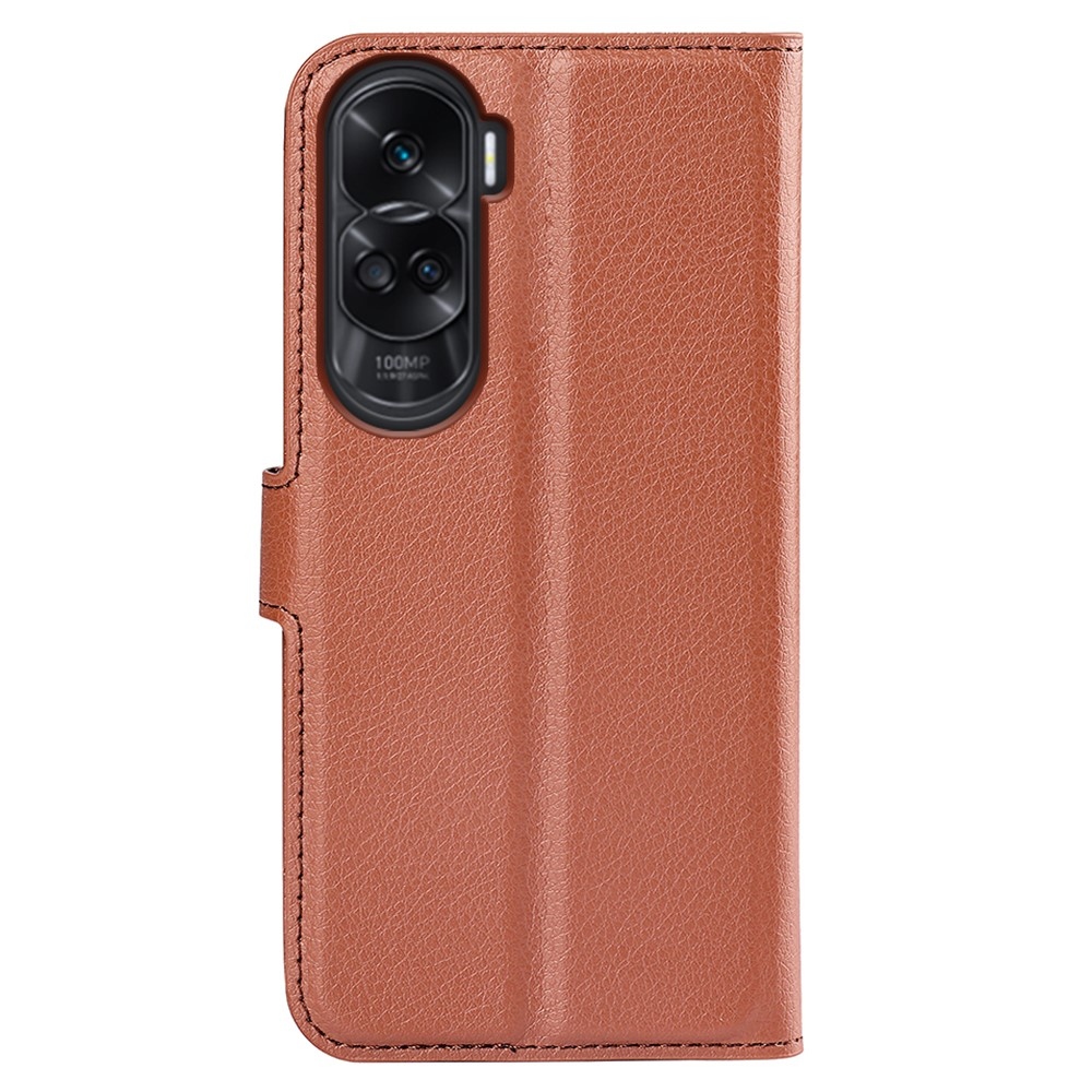 Litchi knížkové pouzdro na Honor 90 Lite - hnědé