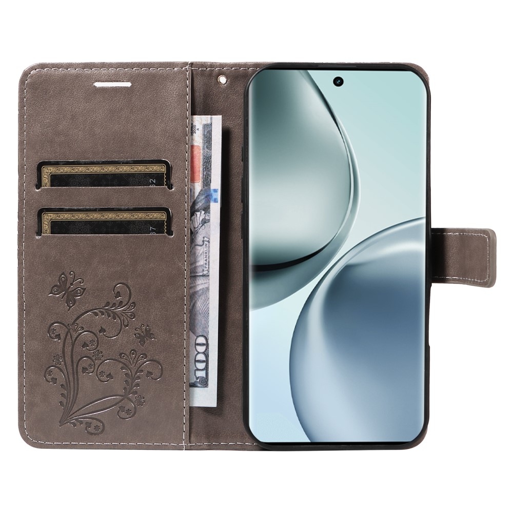 Big Butterfly knížkové pouzdro na mobil Realme 14 Pro 5G - šedé