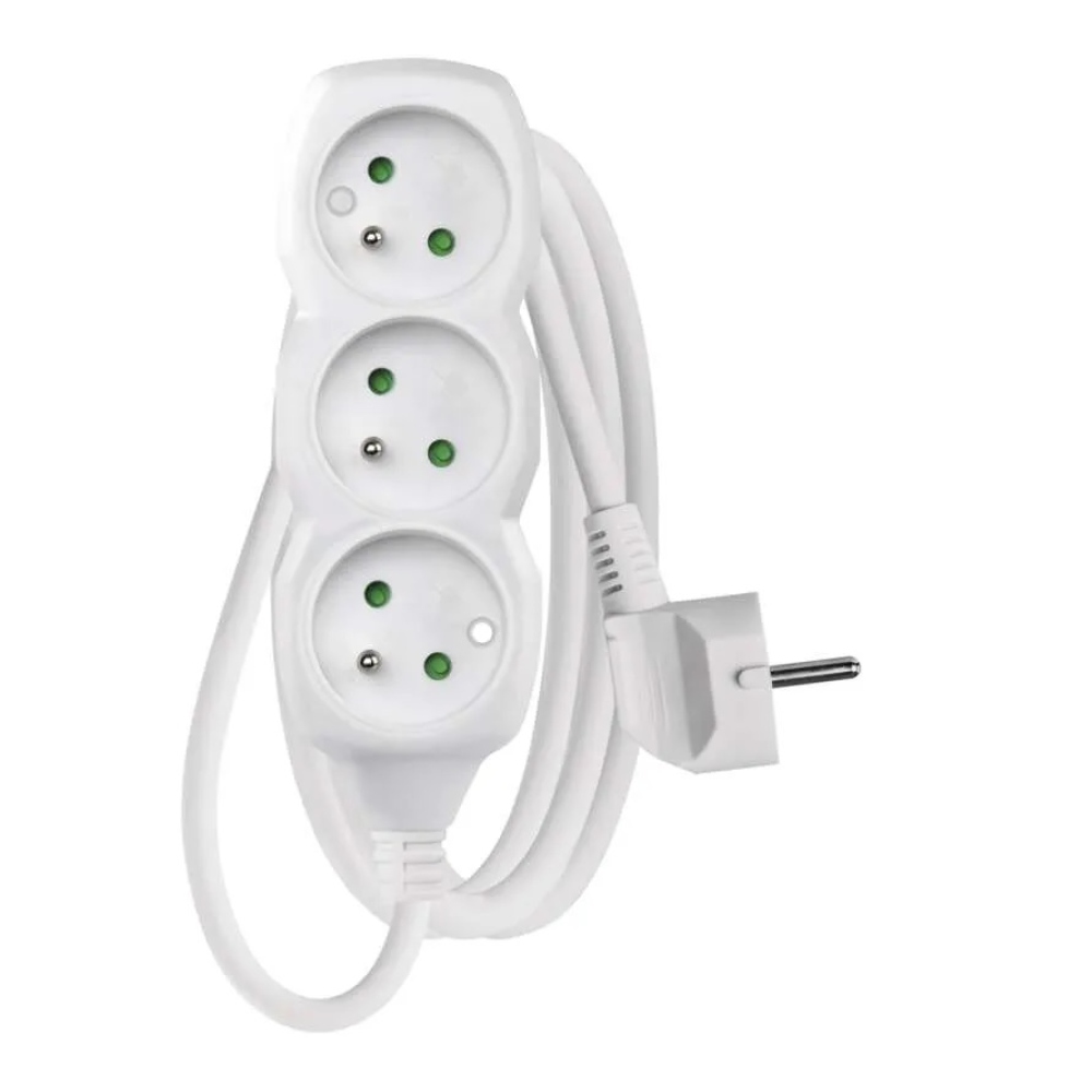 Prodlužovací kabel 1,5 m / 3 zásuvky / bílý / PVC / 1 mm2