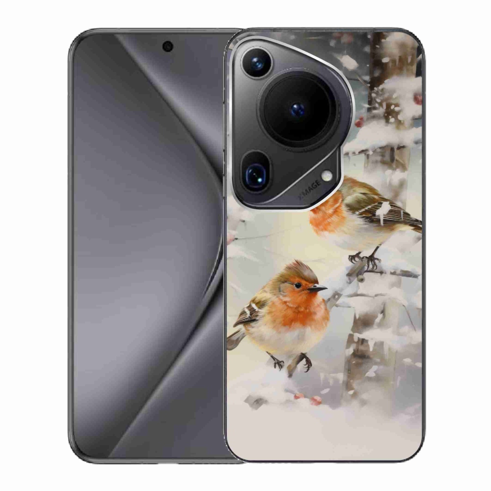 Gelový kryt mmCase na Huawei Pura 70 Ultra - ptáčci v zimě