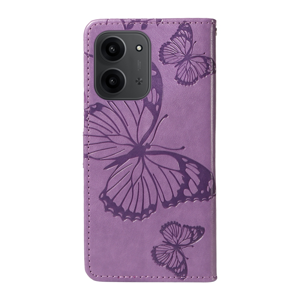 Big Butterfly knížkové pouzdro na Xiaomi Redmi 15C 4G/5G (173mm) - fialové